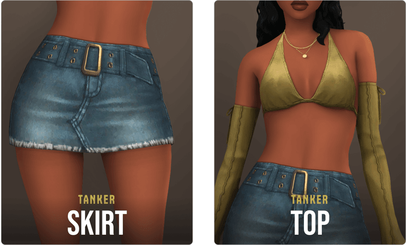Галерея мода Сет Tanker Outfit & Hair #1